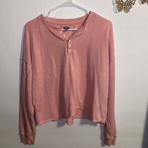 Aerie Cropped Henley Sweatshirt